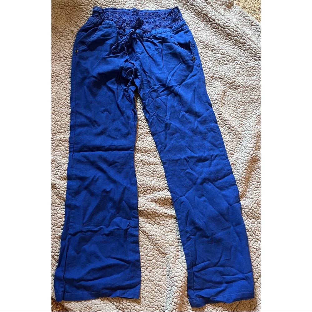 bright blue flare pants